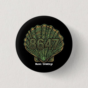 8647 Zeeschelp Linocut Tachtig Zes En Veertig Ronde Button 3,2 Cm