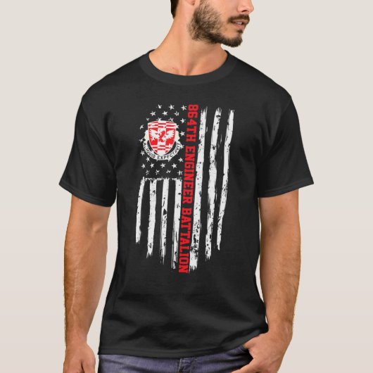 864e Amerikaanse vlag, ingenieur bataljon T-shirt (Voorkant)