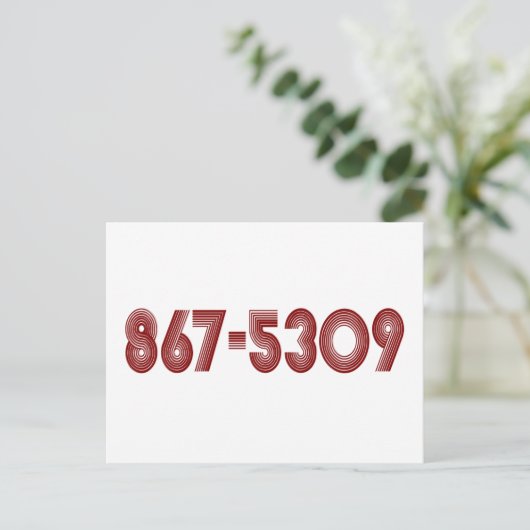 867-5309 BRIEFKAART (Staand voorkant)