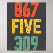 867 Five 309 Retro Music Number Funny 80s Throwbac Poster (Voorkant)