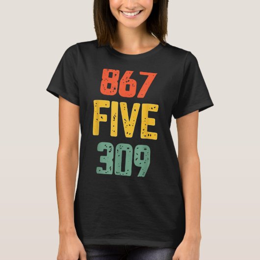 867 Five 309 Retro Music Number Funny 80s Throwbac T-shirt (Voorkant)