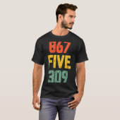 867 Five 309 Retro Music Number Funny 80s Throwbac T-shirt (Voorkant volledig)