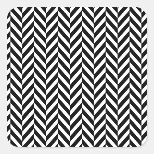 8690_chevron OPTICAL ILLUSIONS BLACK WHITE ZIG ZAG Vierkante Sticker (Voorkant)