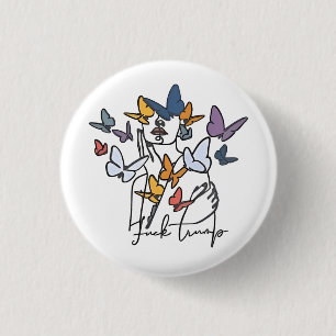 86 47 Anti Trump Bloemen T-shirt, Impeach Presiden Ronde Button 3,2 Cm