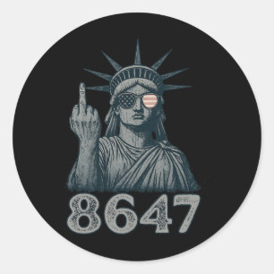 86 47 Anti Trump Grappig 8647 Anti-Trump standbeel Ronde Sticker