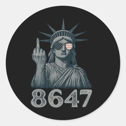 86 47 Anti Trump Grappig 8647 Anti-Trump standbeel Ronde Sticker (Voorkant)