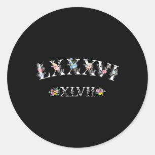 86 47 Romeinse cijfers Floral 8647 Subtiele anti T Ronde Sticker