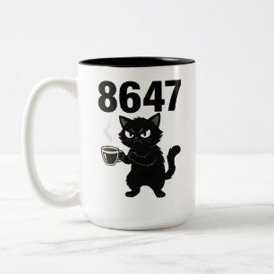 86 47 Schattige boze zwarte Kat Koffie Protest Wee Tweekleurige Koffiemok