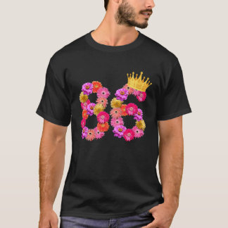 86 Jaar Oud Verjaardag Vrouwen Bloem Kroon Haar Mi T-shirt