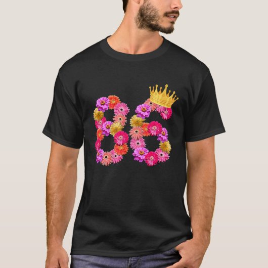 86 Jaar Oud Verjaardag Vrouwen Bloem Kroon Haar Mi T-shirt (Voorkant)