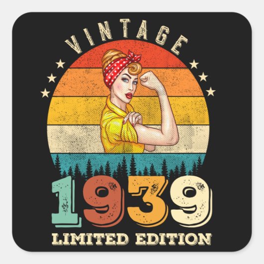 86 jaar oude Bday 1939 Vintage 86ste Verjaardag Vr Vierkante Sticker (Voorkant)