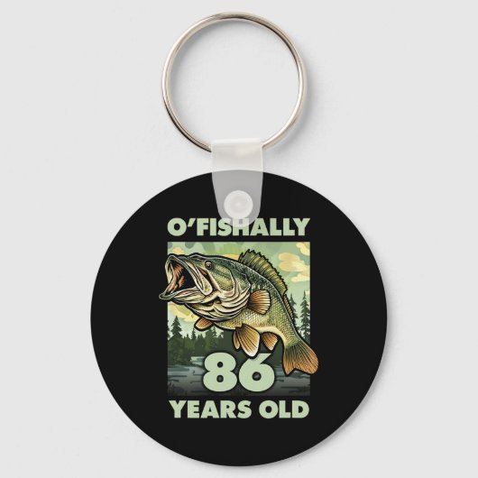 86 jaar oude visser O'fishally 86 Gevist 86e b Sleutelhanger (Voorkant)