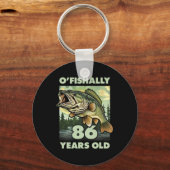 86 jaar oude visser O'fishally 86 Gevist 86e b Sleutelhanger (Voorkant)
