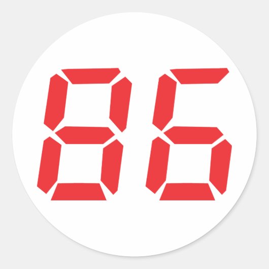 86 zesentachtig rode wekker digitaal nummer ronde sticker (Voorkant)