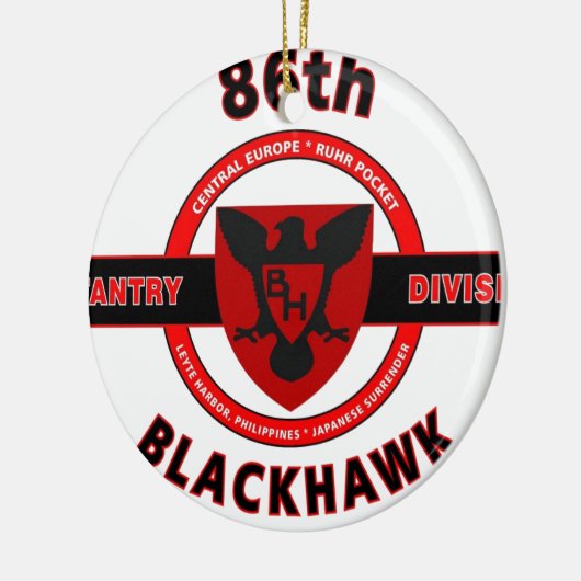 86E INFANTRY DIVISION "BLACKHAWK" KERAMISCH ORNAMENT (Links)