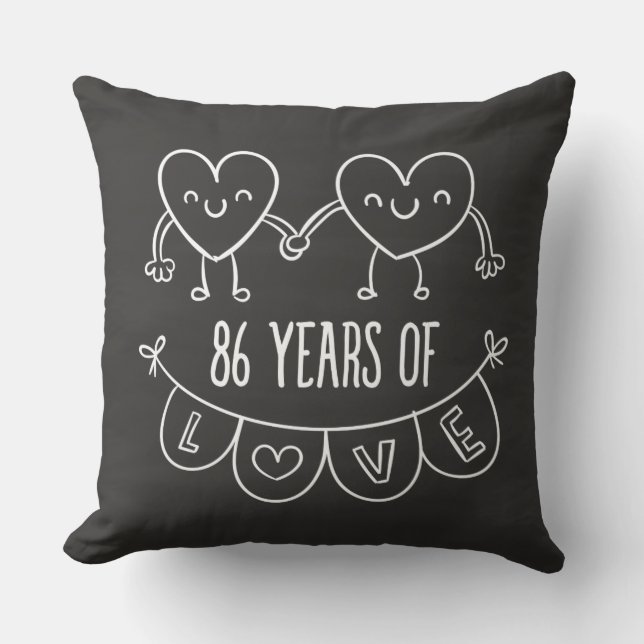 86e Jubileum Gift Chalk Hearts Kussen (Voorkant)
