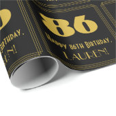 86e verjaardag - Art Deco geïnspireerde look "86"  Cadeaupapier (Rol Hoek)