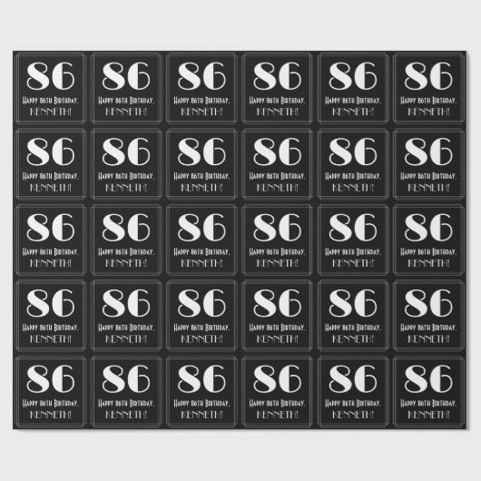 86e verjaardag - Art Deco geïnspireerde look "86", Cadeaupapier (Vlak)