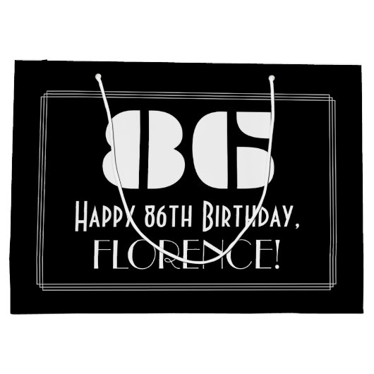 86e verjaardag ~ Art Deco geïnspireerde look "86"  Groot Cadeauzakje (Achterkant)