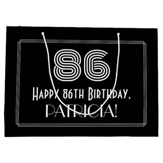 86e verjaardag — Art Deco geïnspireerde look "86"  Groot Cadeauzakje (Achterkant)