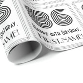 86e verjaardag: Art Deco geïnspireerde stijl "86" Cadeaupapier (Rol Hoek)