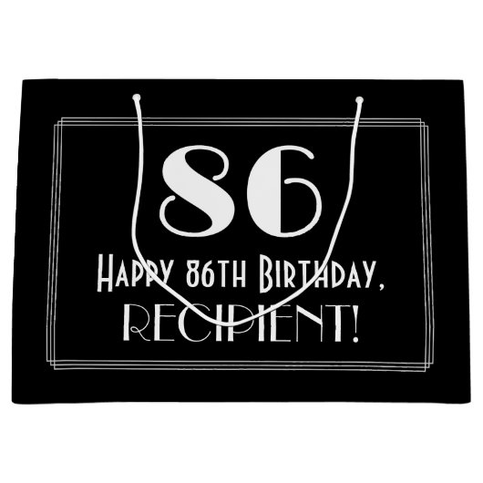 86e verjaardag: Art Deco geïnspireerde stijl "86", Groot Cadeauzakje (Voorkant)