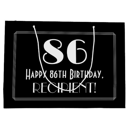 86e verjaardag: Art Deco geïnspireerde stijl "86", Groot Cadeauzakje (Achterkant)