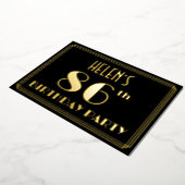 86e verjaardag: Art Deco Kijk "86", met naam Folie Uitnodiging (Gedraaid)