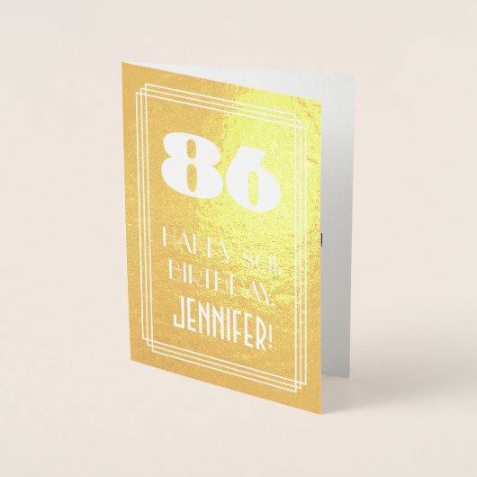 86e verjaardag ~ Art Deco stijl "86" & aangepaste  Folie Kaarten (Voorkant)