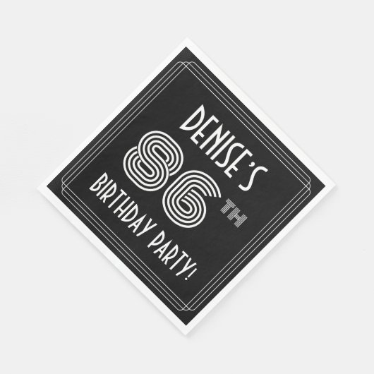 86e verjaardag: Art Deco Style + aangepaste naam Servet (Hoek)