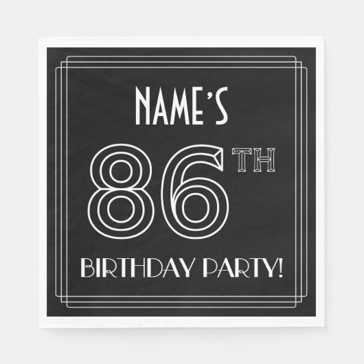 86e verjaardag: Art Deco Style + aangepaste naam Servet (Voorkant)