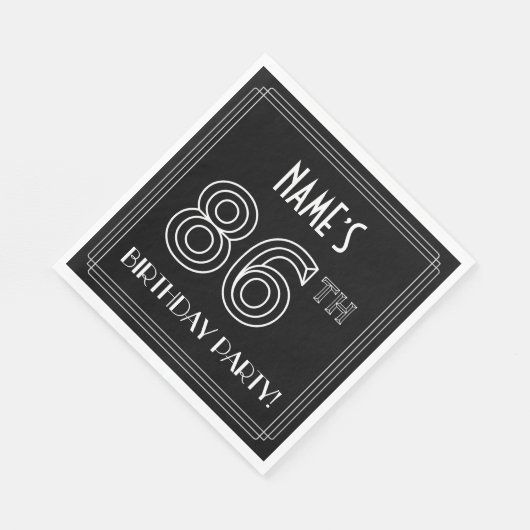 86e verjaardag: Art Deco Style + aangepaste naam Servet (Hoek)