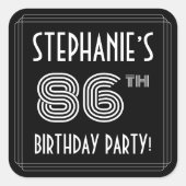 86e verjaardag: Art Deco Style en aangepaste naam Vierkante Sticker (Voorkant)