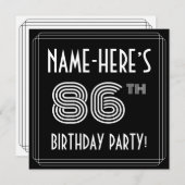 86e verjaardag: Art Deco Style met aangepaste naam Kaart (Voorkant / Achterkant)