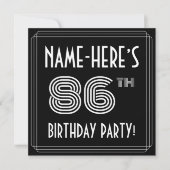 86e verjaardag: Art Deco Style met aangepaste naam Kaart (Voorkant)
