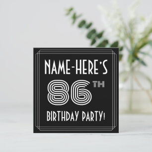 86e verjaardag: Art Deco Style met aangepaste naam Kaart
