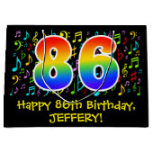 86e verjaardag - Colorful Music Symbols, Rainbow 8 Groot Cadeauzakje (Voorkant)