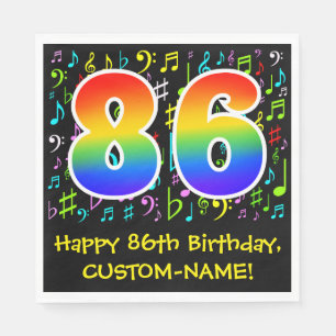 86e verjaardag - Colorful Music Symbols, Rainbow 8 Servet