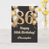 86e verjaardag Confetti zwarte en gouden ballonnen Kaart (Gele Bloem)