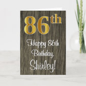 86e verjaardag: Elegant Faux Gold Look #, Faux Woo Kaart (Voorkant)