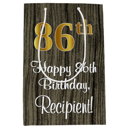 86e verjaardag: Elegant Faux Gold Look #, Faux Woo Medium Cadeauzakje (Voorkant)