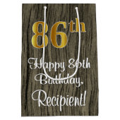 86e verjaardag: Elegant Faux Gold Look #, Faux Woo Medium Cadeauzakje (Achterkant)