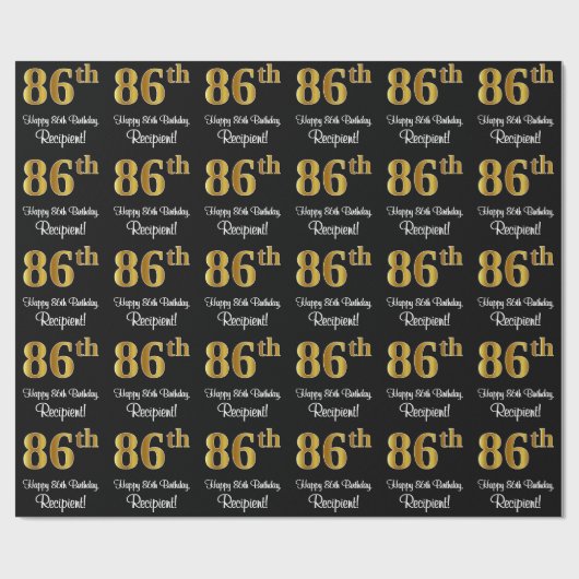 86e verjaardag: Elegant luxe Faux Gold-look # Cadeaupapier (Vlak)