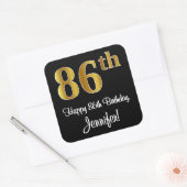 86e verjaardag - Elegante luxe Faux Gold look # Vierkante Sticker (Envelop)