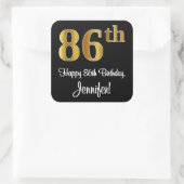 86e verjaardag - Elegante luxe Faux Gold look # Vierkante Sticker (Tas)