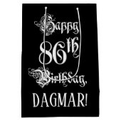 86e verjaardag: Fancy, elegant script + aangepaste Medium Cadeauzakje (Achterkant)