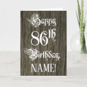 86e verjaardag: Fancy, elegante tekst; Faux Hood l Kaart (Voorkant)