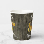 86e verjaardag — Faux Gold & Faux Wood Papieren Bekers (Links)