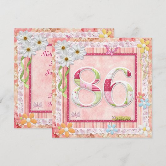 86e verjaardag feest scrapbooking stijl kaart (Voorkant / Achterkant)