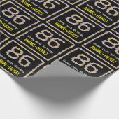 86e verjaardag: Floral Flowers Number, Custom Name Cadeaupapier (Hoek)